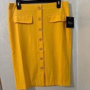 Vibrant Yellow Midi Skirt